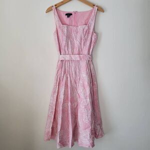 Chaps Pink Paisley Sleeveless Fit & Flare Midi Dress Size 6